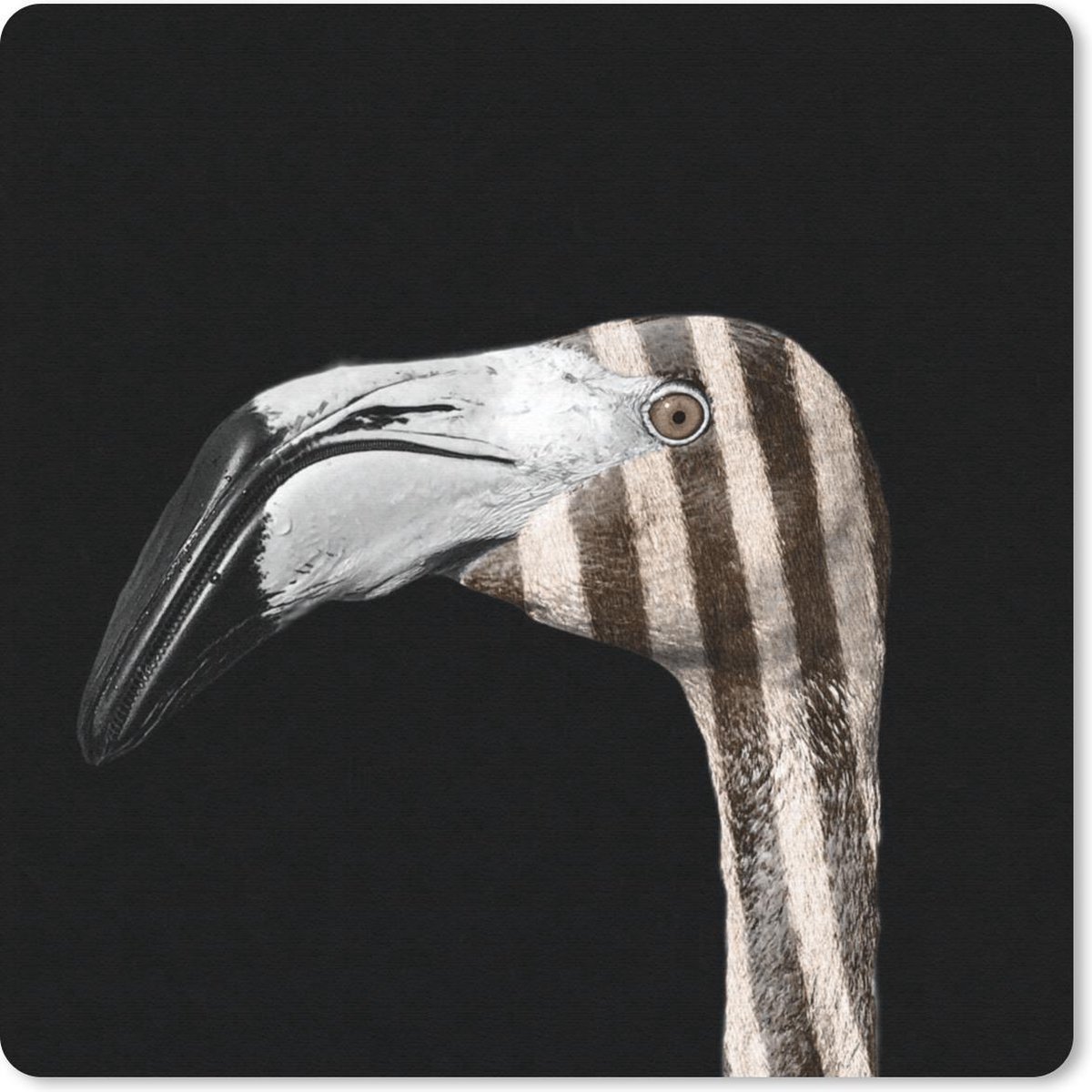 Muismat 20x20 cm - Mousepad Flamingo - Snavel - Lijn - Muismatten