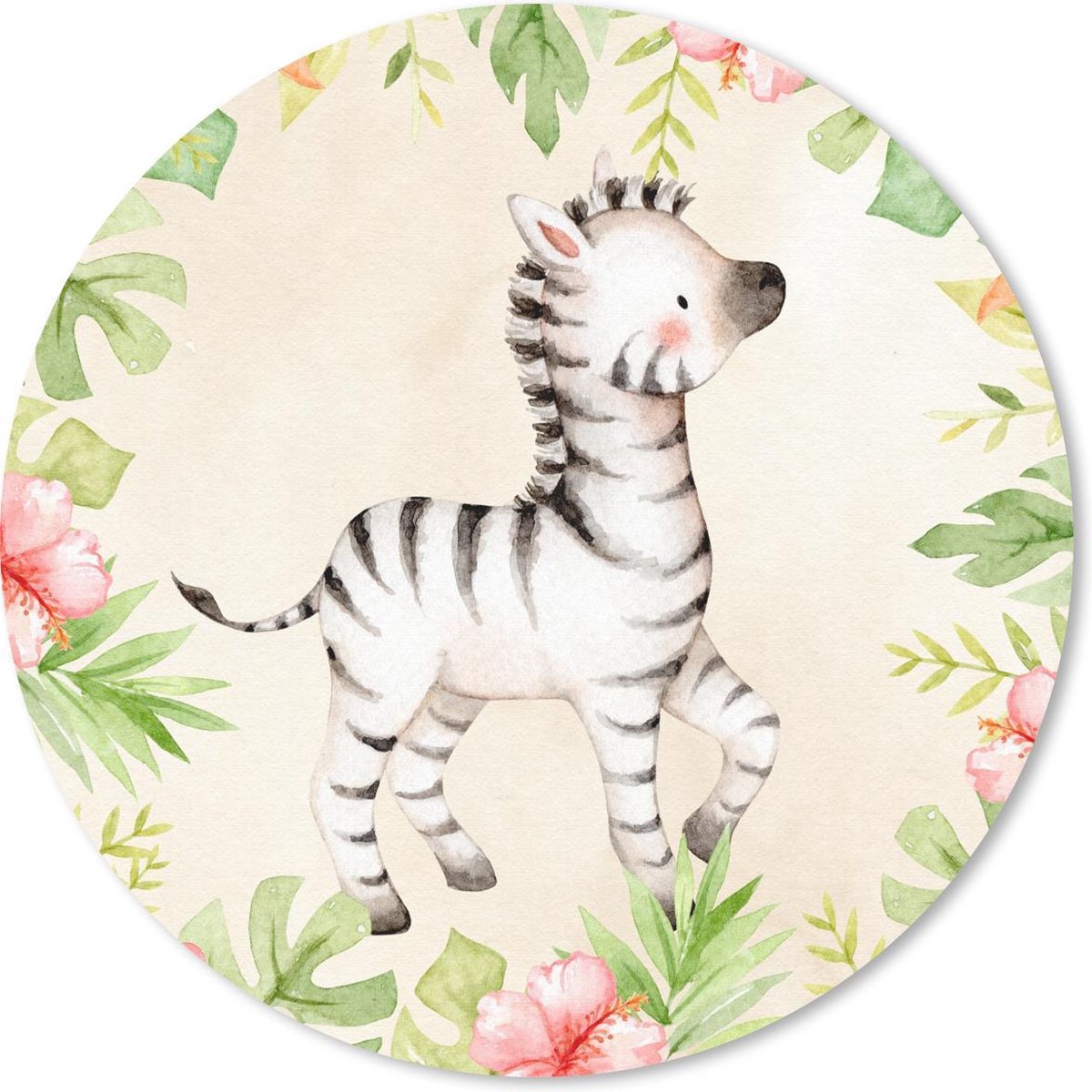 Muismat rond 30x30 cm - Mousepad Jungle - Zebra - Aquarelverf - Ronde muismatten
