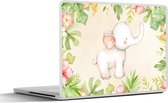 Laptop sticker - 10.1 inch - Olifant - Bloemen - Planten - Jungle - 25x18cm - Laptopstickers - Laptop skin - Cover