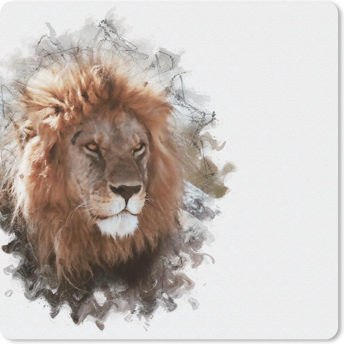 Muismat 30x30 cm - Mousepad Leeuw - Lijn - Kleuren - Muismatten