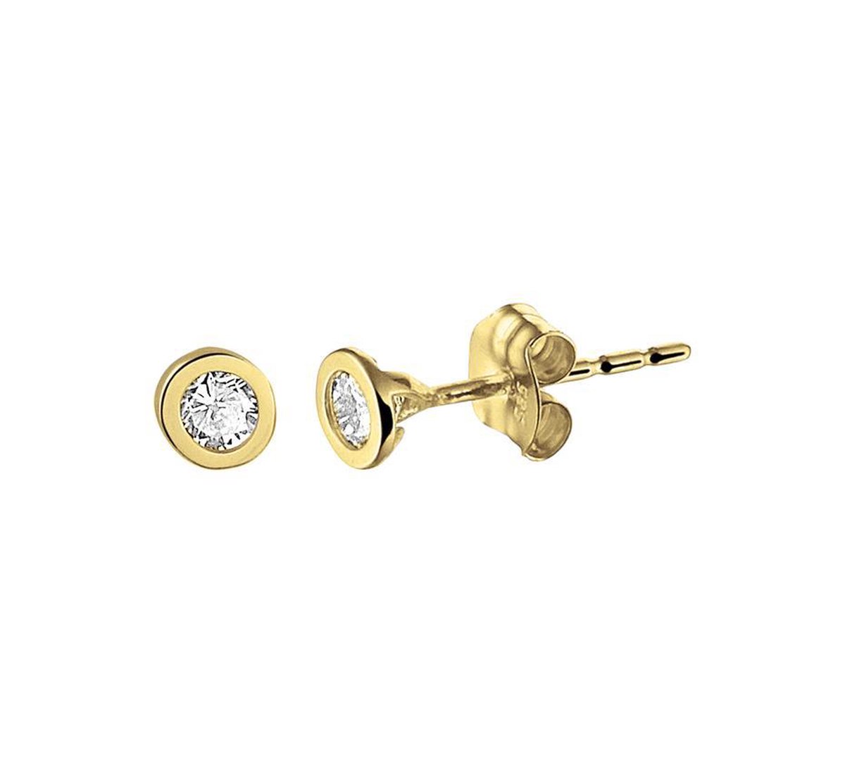 lange rode oorbellen in 9 karaat goud met zirkoon en zirkoon - Gold Collection