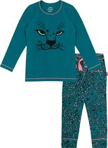 Claesens's Meisjes Pyjama-Groene Panther Pint- Maat 140-146