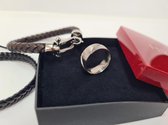 HYKS - Sieradenset  mannen  - Heren geschenkset - leren armbanden - Stalen ring