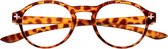 Piu Forty Leesbril Preassembled reading eyeglasses with soft touch spectacle frames neck arms – col. Tortoise +2.00
