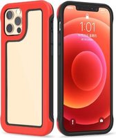 Crystal PC + TPU schokbestendig hoesje voor iPhone 11 (helder rood + zwart)