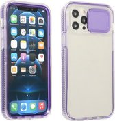 Sliding Camera Cover Design Schokbestendig TPU Frame + Clear PC Case voor iPhone 13 Pro Max (paars)