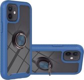 Starry Sky Solid Color Series Schokbestendige pc + TPU-beschermhoes met ringhouder en magnetische functie voor iPhone 12 mini (blauw)