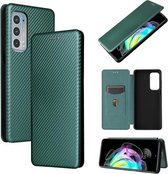 Voor Motorola Edge 20 Carbon Fiber Textuur Magnetische Horizontale Flip TPU + PC + PU Lederen Case met Card Slot (Groen)