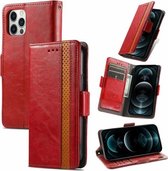 CaseNeo Business Splicing Dual Magnetic Buckle Horizontal Flip PU lederen tas met houder & kaartsleuven & portemonnee voor iPhone 13 Pro Max (rood)