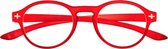 Piu Forty Leesbril Preassembled reading eyeglasses with soft touch spectacle frames neck arms – col. Red +1.00