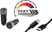 Autolader USB-A & USB-C met USB-C Oplaadkabel - Snellader - Auto Lader - Sigarettenaansteker Oplader - Geschikt voor OPPO Find / OPPO Reno / OPPO Watch / OPPO Mirror / OPPO A91 / Reno4 / Reno