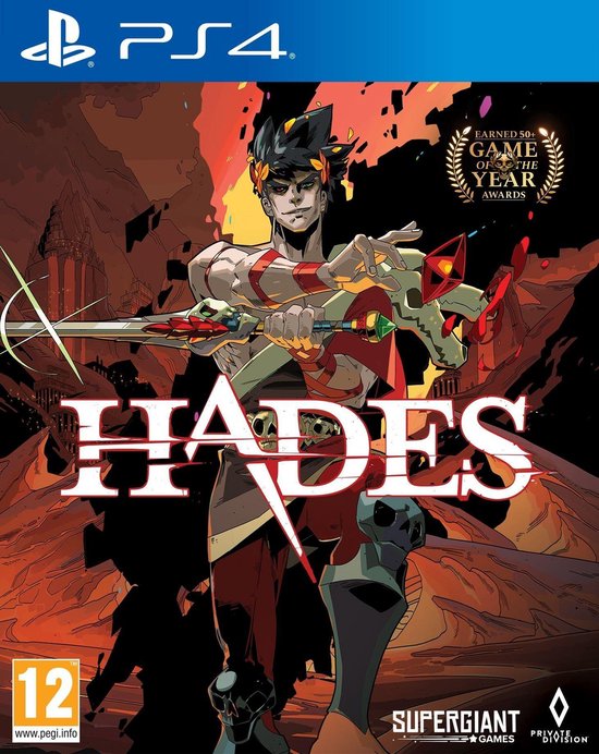 PlayStation 4 speldoos van Hades met de hoofdpersoon in het midden.