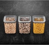 Transparante Voorraadpotten Set voor Keuken 3 Stuks - Luchtdich Containers voor Voedselopslag - Keukenopslagcontainers - Storage Containers Set - Borosilicaatglas 3X900ML