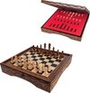 Afbeelding van het spelletje Schaakbord - Compleet met houten schaakstukken - Schaakspel - Schaakset - Bordspel - Volwassenen - Schaken - Chess - 40 x 40 cm