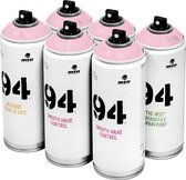 MTN 94 Chewing Gum - roze spuitverf - 6 stuks - 400ml lage druk en matte afwerking