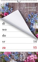 MGPcards - XL-kalender 2022 - Week begint op Zondag - Groot Letter & Cijfer - Bloemen