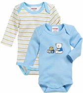 Playshoes Schnizler set 2 rompers korte mouw beertje uni blauw
