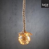Luca Lighting Bal aan Touw Kerstverlichting met 15 LED Lampjes - H90 x Ø10 cm - Lichtbruin