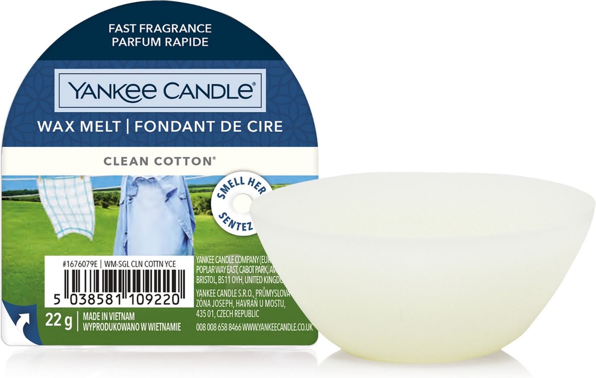 Yankee Candle - Clean Cotton - Wax Melt - 8 branduren