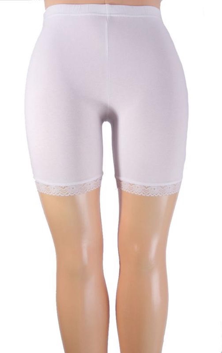 Yellow Moon Korte Meisjes legging met kanten boordje | Wit