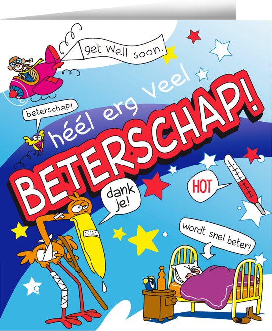 Wenskaarten - Beterschap cartoon