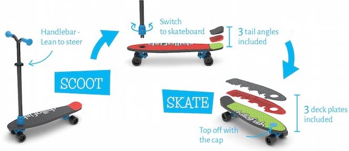 Chillafish Skateboard en Step 2-in-1 - Kinderstep omvormbaar naar Skateboard - Zwart - Jongens en meisjes 3 jaar en ouder - Verstelbaar stuur - Model Skatieskootie 2 — afbeelding 13