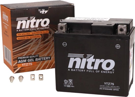 Nitro GEL accu - 12V 6Ah - YTZ7S voor scooters (onderhoudsvrij) | bol.com