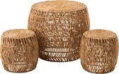 J-Line Set Tafel + 2Krukje Maurice Rond Waterhyacint Naturel