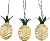 Set van 2x stuks LED lichtsnoer met gouden ananassen 180 cm binnen/buiten feestverlichting - Ananaslampjes - Decoatie