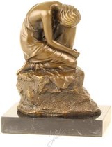 Beeldje - brons - dromende vrouw - 16cm hoog