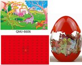 Dino ei - Dinosaurus puzzel - Dinosaurussen speelgoed vanaf 3 jaar -  dierenspeelgoed - Cadeau voor Kinderen -  Kado Meisjes - Verjaardag - Speelgoed - Kleur Rood