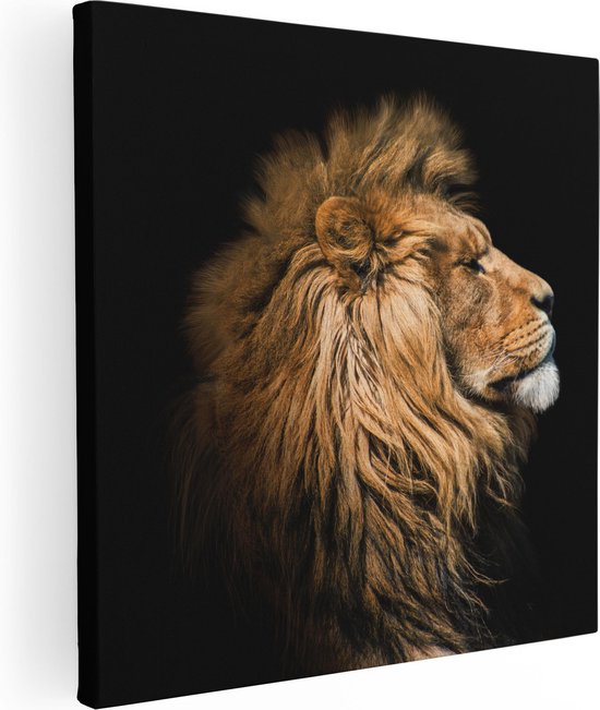 Artaza Canvas Schilderij Leeuw - Leeuwenkop - 70x70 - Foto Op Canvas - Canvas Print