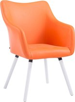 Clp McCoy V2 Eetkamerstoel - Kunstleer - Oranje kleur onderstel wit (eiken)