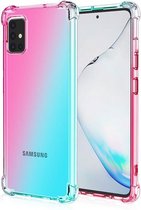 Samsung Galaxy A21S Anti Shock Hoesje Transparant Extra Dun - Samsung Galaxy A21S Hoes Cover Case - Roze/Turquoise