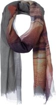 Sjaal grijs - 30% zijde / 70% katoen - kruis print