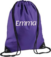 Premium zwemzak kleur Purple  met naam geborduurd | 27 verschillende kleuren | gepersonaliseerd | Bagbase