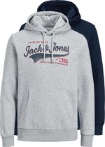 Jack & Jones Logo Sweat Hoodies Trui - Mannen - Grijs - Navy - Rood - Wit