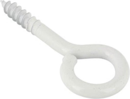 Wit schroefoog met schroefdraad, ideaal voor ophangen van objecten.