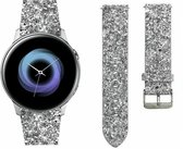 Strap-it Smartwatch bandje 20mm - Leer glitter bandje geschikt voor Samsung Galaxy Watch 3 41mm / Galaxy Watch 1 42mm / Gear Sport / Galaxy Watch Active & Active 2 / Galaxy Watch 4 / 4 Classic / Galaxy Watch 5 / 5 Pro - zilver