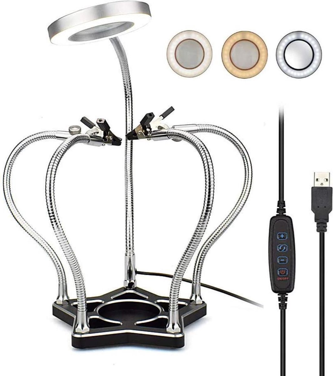 Yato 3e handje met LED loeplamp (USB/Batterij