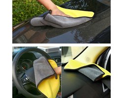 Auto droogdoek - Autodroogdoek - Micro Fiber doek - Verbluffend Resultaat - Microvezeldoeken - Reinigingsdoekjes - 1 Stuks - Raamdoeken – Duurzaam – 30x30 cm - geel/grijs