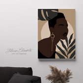 Aisha - Feministisch Minimalistisch Canvas Schilderij - Print  - 60 x 40 - Black woman