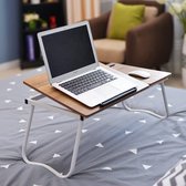 HN®  Draagbare Verstelbare Laptop Bed Tafel | Staand Bureau | Draagbaar Opvouwbaar Bureau Bedtafel | Notebook Desk Plateau | eik