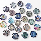 Koelkastmagneten - Zinaps 25 stuks koelkastmagneten, kantoormagneten, decoratieve glazen cabochons, glasmagneten met mandala patroon, 3D-magneten voor koelkast, magnetische bord, whiteboard, 