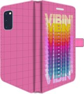 Samsung Galaxy S20 Telefoonhoesje - Portemonneehoesje  - Met pasjeshouder - Met Quote - Vibin - Roze