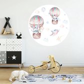 Muurcirkel Vrolijk Dieren In Luchtballonnen | 50 cm | Wandcirkel | Muursticker | Muurdecoratie | Duurzaam product | Kinderkamer | Babykamer | Decoratie Sticker