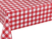Buiten tafelkleed/tafelzeil boeren ruit rood/wit 140 x 140 cm rechthoekig - Tuintafelkleed tafeldecoratie met ruitjes