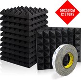 Brute Strength - Isolatieplaten - Inclusief zelfklevende tape - 50x50x5 cm -  Piramide - 12 stuks - Geluidsisolatie - Geluidsdemper wandpaneel - Akoestisch wandpaneel