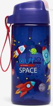 Blauwe waterfles / drinkfles / bidon “space” met raketten, planeten en sterren 400 ml (cadeau idee!)