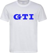 Wit T shirt met Blauw volkswagen "GTI logo" maat L